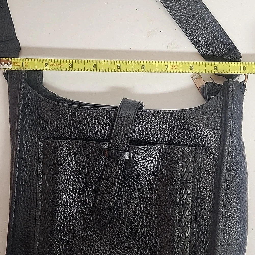 Rebecca Minkoff Textured Black Leather Unisex Crossbody Messenger SaddleBag - Picture 10 of 11